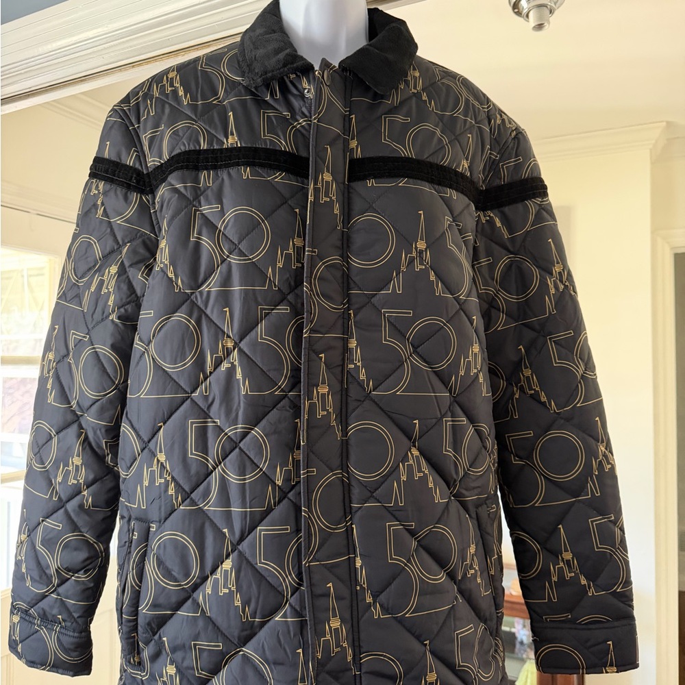 Stylish Black and Gold Quilted Men's Jacket Walt Disney World 50th